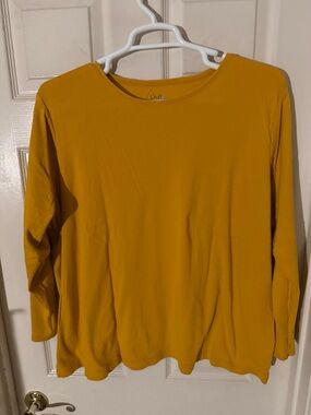 croft & barrow Golden Mustard Long-Sleeve Crewneck 3X Classic Tee Top